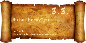 Beier Berény névjegykártya